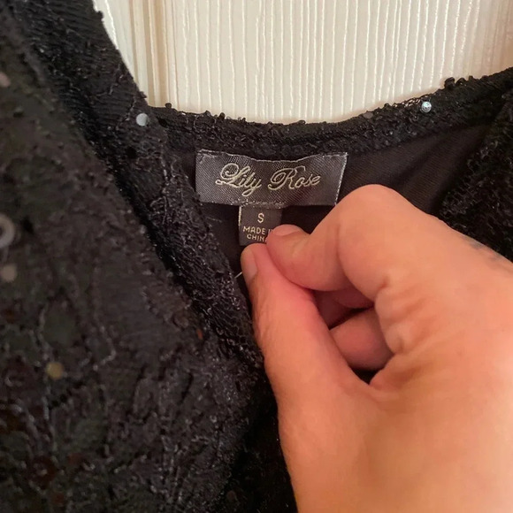 NWT Lily Rose black lace sequin evening cocktail dress small - Picture 9 of 13